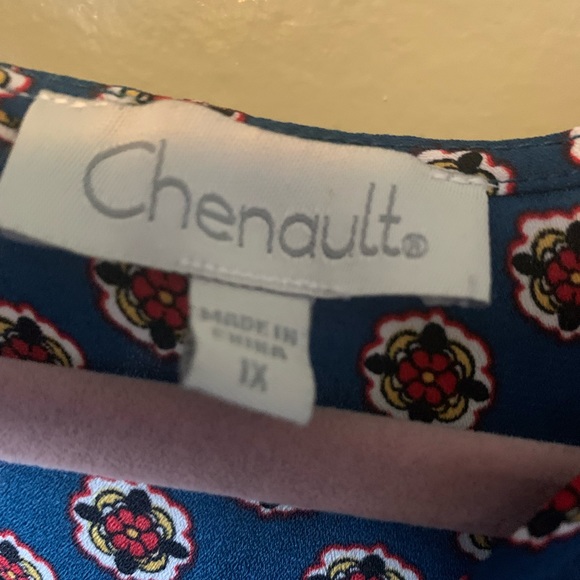 Chenault 3/4 Sleeve Blue Front Tie Blouse Size 1X Like New - Picture 6 of 6
